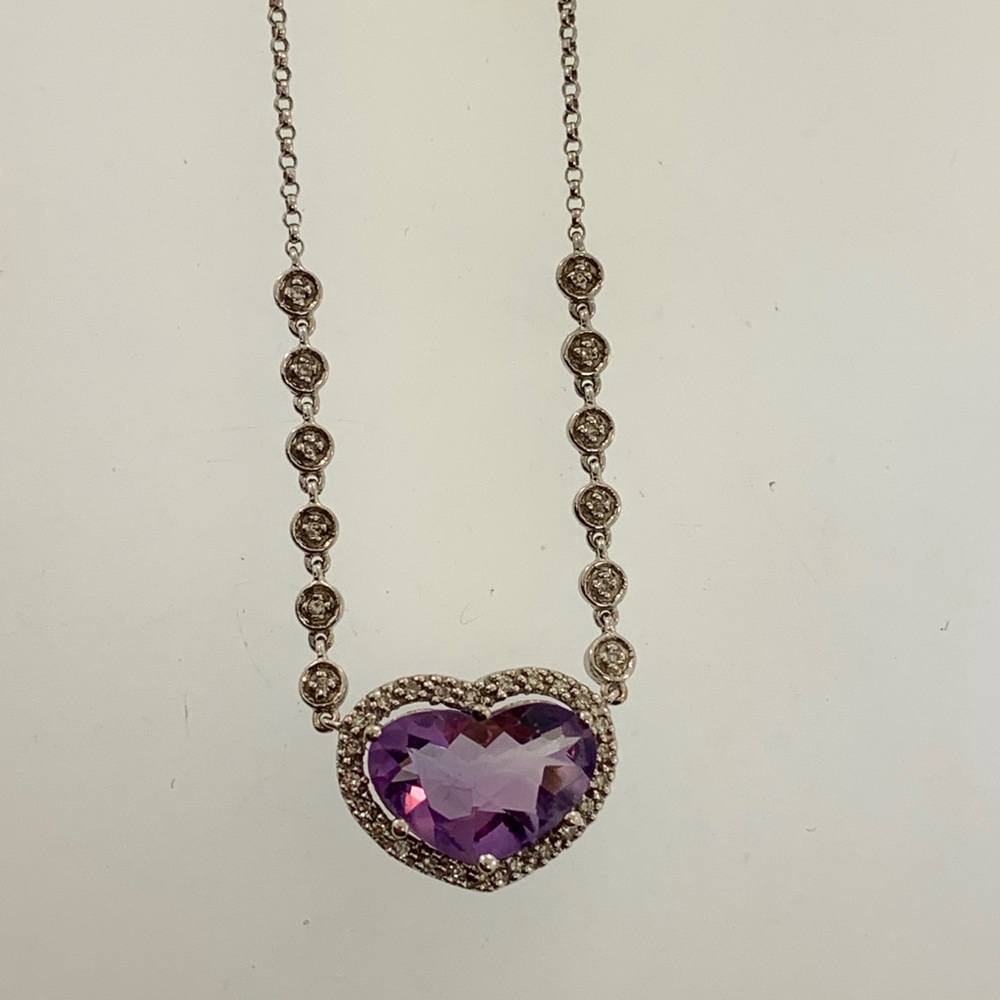 white gold amethyst diamond necklace